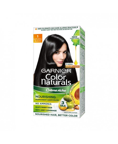 Garnier Color Naturals Crème Hair Color, Shade 1 Natural Black, 70ml + 60g